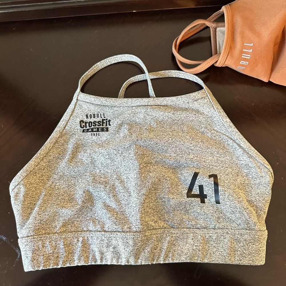 NOBULL Heather Gray CrossFit Sports Bra with '41' Print